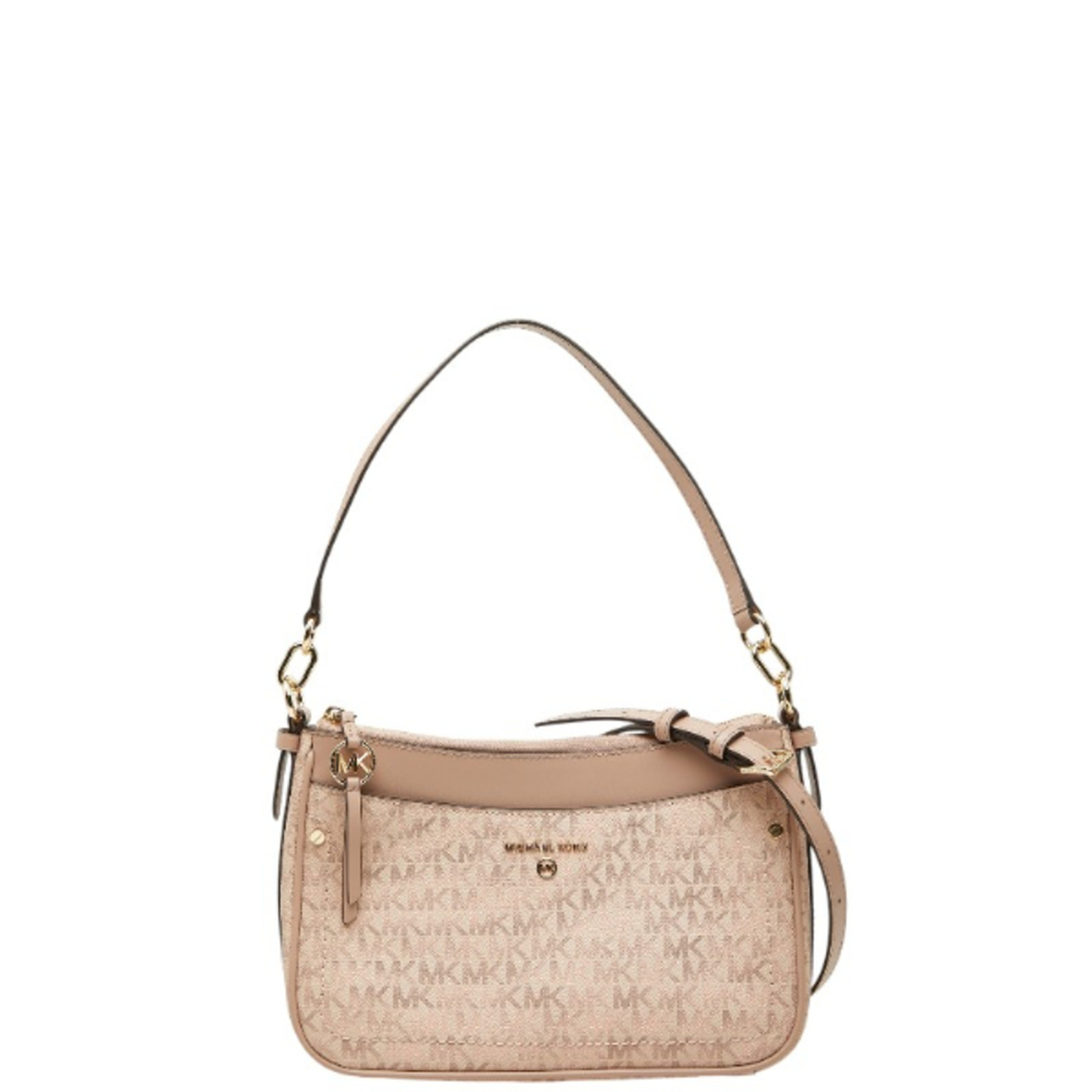 Michael Kors MK Signature Handbag Shoulder Bag 2-Way 32S1GT9C8B Pink Leather ...